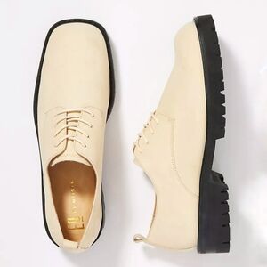 Miista Etta Oxford Loafers Cream Nubuck Leather Derby Shoes Size 40